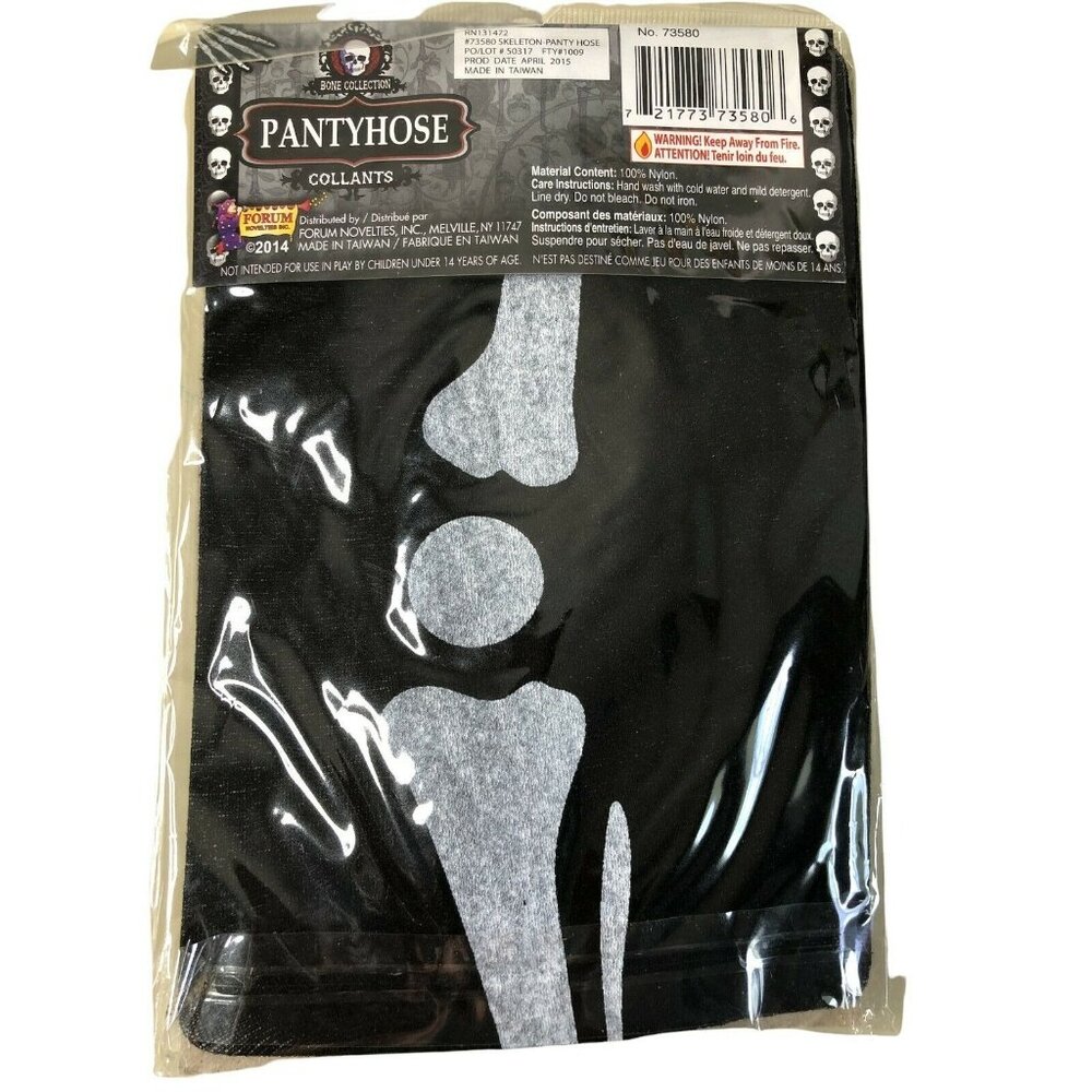 Bone Collection Pantyhose Womens 100-170lbs 5'-5'9" Sexy Skeleton Halloween NEW - Picture 2 of 3